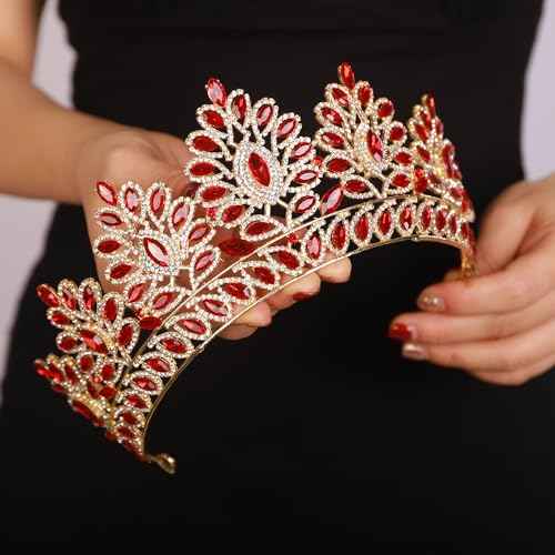 JWICOS Baroque Queen Crown Crystal Tiaras and Crowns for Women Halloween Costume Hair Accessories for Wedding Prom Birthday Party (Style 1)