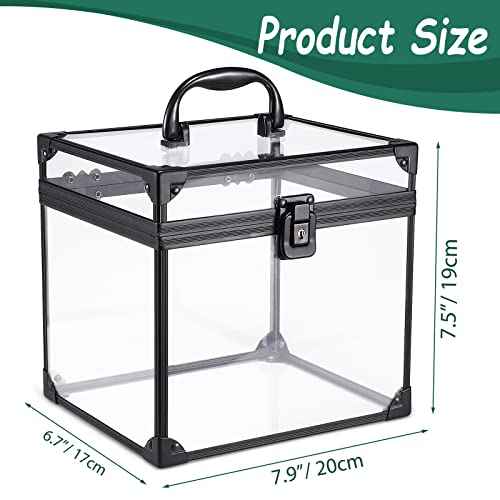 Noverlife Portable Crown Case for Pageants, 8x7x7.5inch Clear Makeup Tools Storage, Large Cosmetic Display, Travel Toiletry Organizer Train Box With Latches, Tiara Storage for Women