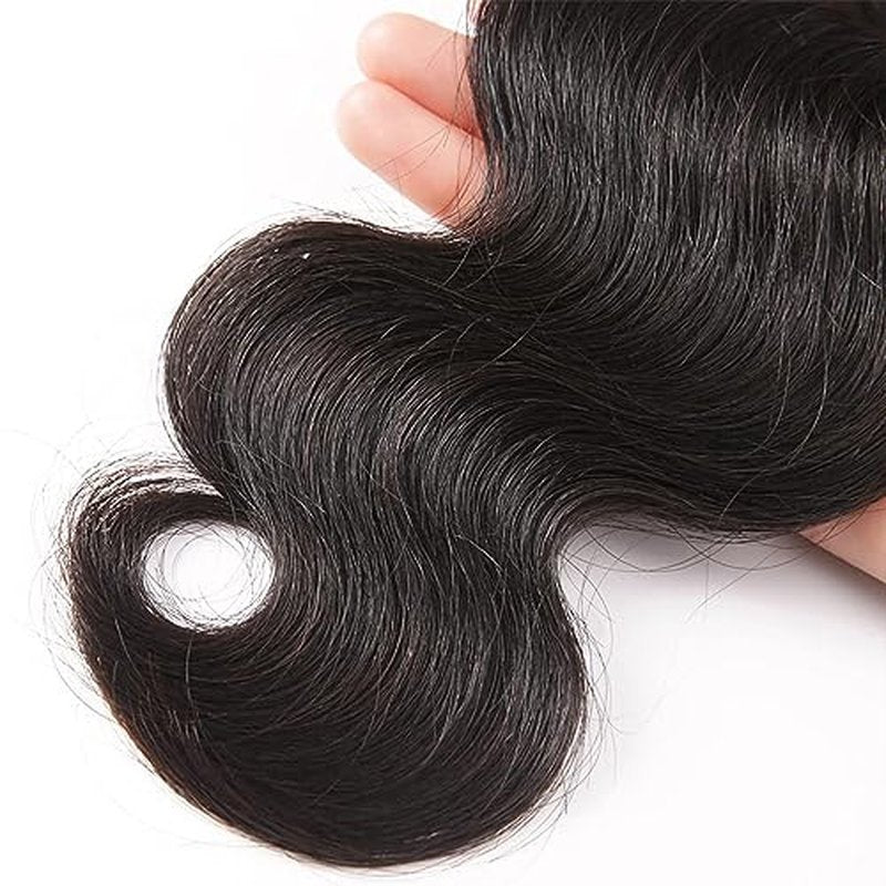 Cirvty 34 Inch Body Wave Bundle Human Hair 1 Bundles Body Wave Bundles 100% Unprocessed Brazilian Virgin Hair Bundles Double Weft Weave Bundles Human Hair Natural Black Color