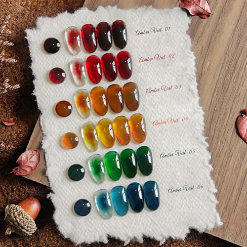 Born Pretty Jelly Gel Nail Polish,Christmas Fall Winter Transparent Gel Polish,Brown Blood Wine Red Orange Green Blue,Soak Off U v LED Light Cure Nail Art Kit for Salon and DIY at Home