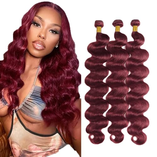 99J Body Wave Human Hair Bundles Burgundy Human Hair Bundle 28 30 32 inch 3 Bundles Wine Red Body Wave Bundle