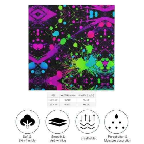 Rainbow of Neon Paint Splatters Bandana for Men Women Square Headscarf Handkerchief Silk Neck Scarf Headbands