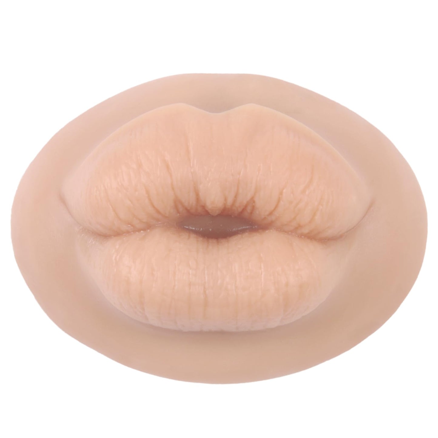 YEEFAIRY 3D Silicone Fake Lips Large with Lipstick for Makeup Tattoo Practice Realistic Artificial Lip Mannequin for Beginners Artists (Sausage Shaped Lip,Natural)