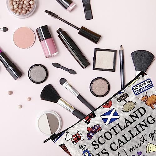 TSOTMO Scotland Makeup Bag Gift Edinburgh Gift Scotland Is Calling And I Must Go Zipper Bag Gift For Scottish (SCOTLAND)