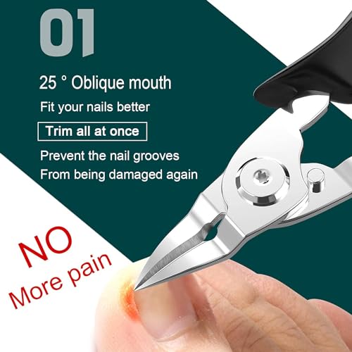 Ingrown Toenail Clippers(Upgrade), Steel Nail Clippers for Professional Podiatrist, Unique Long Handle Curved Blade Tool for Thick & Ingrown Nails, Suitable for Men, Women and Elderly-XIORRY