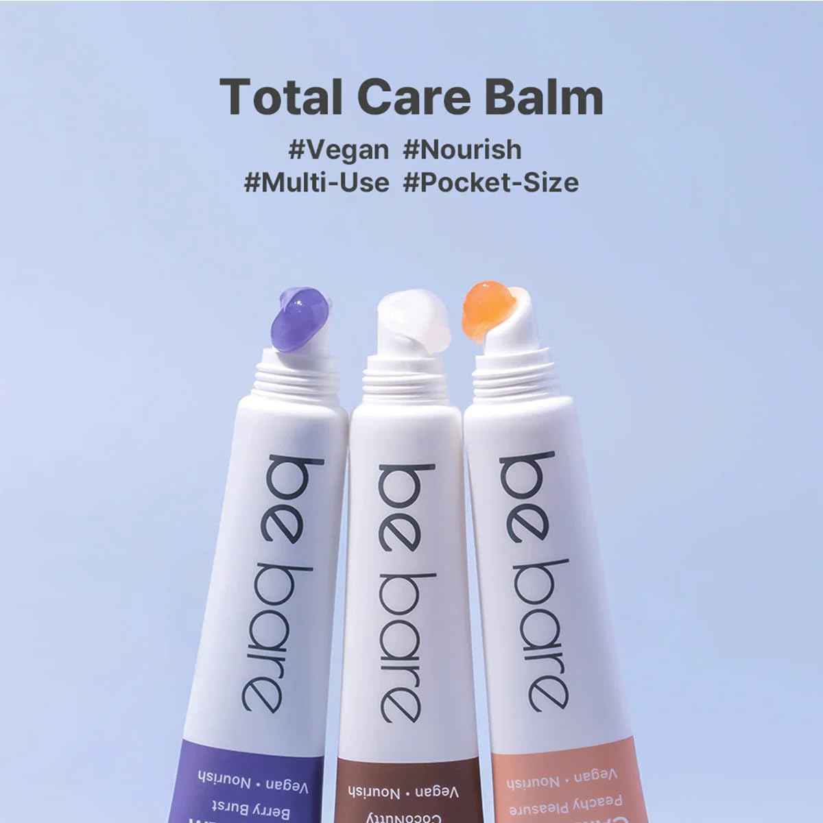 Total Care Balm Variety Pack - Berry Burst, Peachy Pleasure, CocoNutty Nourishing Multi-Balm with Vitamin E for Moisturizing Lips, Nails, Elbows and Dry Skin (3 pc)