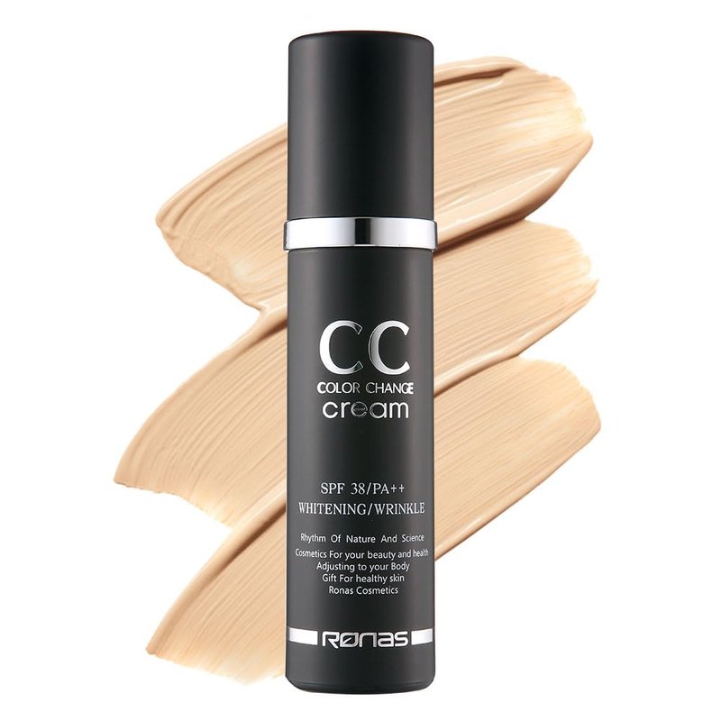 Ronas CC Color Change Cream - SPF 38 PA+++ Sunscreen Foundation | Korean Aesthetic Makeup, 1.69 Fl Oz