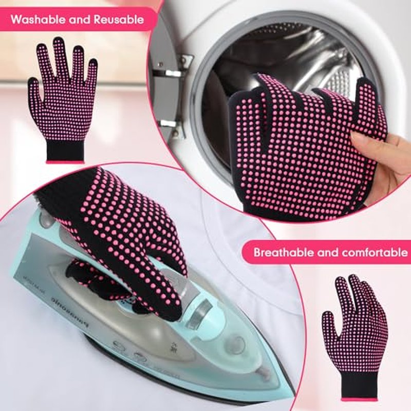 Riyiper 3 Pairs Heat Resistant Gloves for Sublimation, Gloves for Heat Press with Silicone Bumps Applies to Resistant Work, Hair Styling, Universal Fit Size