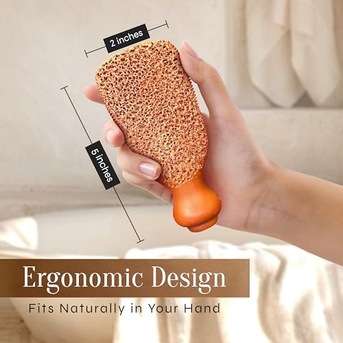 Fac?n Pumice Stone for Feet Callus Remover - Terra-Cotta Foot Scrubber with 2 Sides, 100% Pure Natural Foot Pumice Stone, Pedicure Pumice Stone Scrubber, Foot Exfoliator, Removes Calluses & Dead Skin