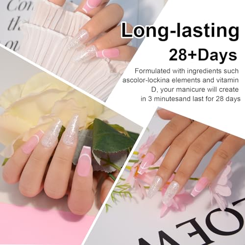 Glitter White Dip Powder, 1OZ Pro Nail Dip Powder for French Manicure Nail Starter & Professional Home DIY Salon Use Party Festival Gift Keep Long-lasting Dip Nails