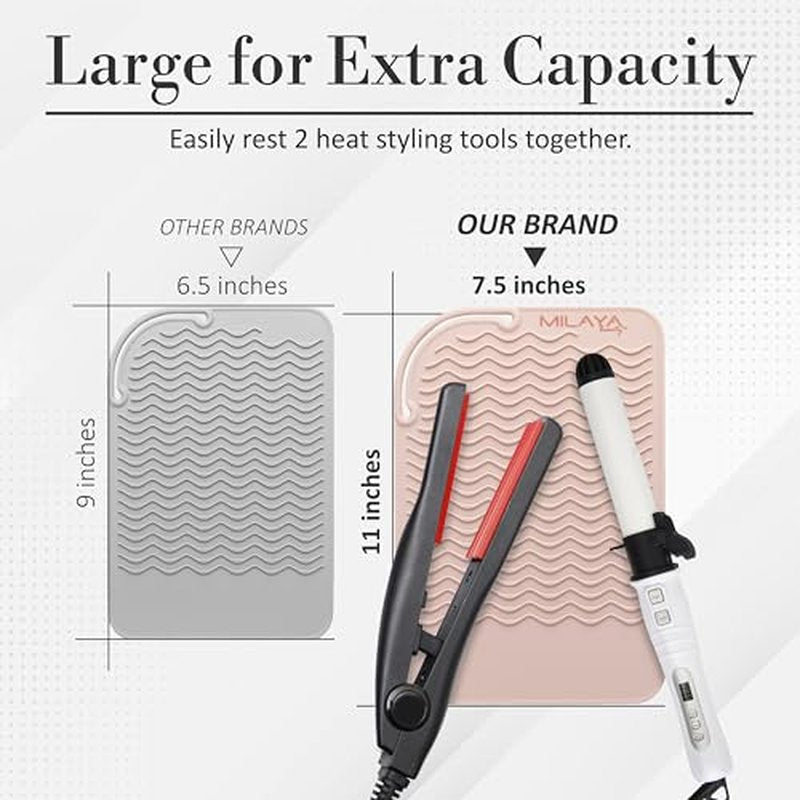Heat Resistant Mat - Curling Iron Holder - Straightener pad - Flat Iron Holder - Silicone Mat for Hair Tools - Hot Tool Mat - Salon Tools - Hot Iron Holster - Vanity Mat - Vanity Accessories for Women