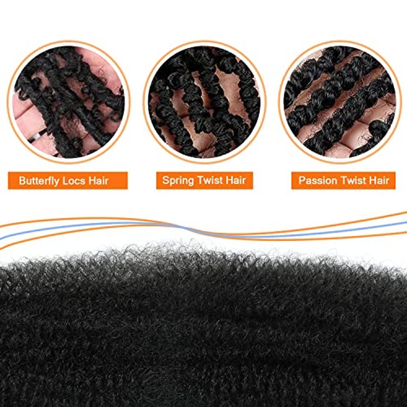 Springy Afro Twist Hair 12 Inch 3 Packs Kinky Twist Hair Black Color Pre Fluffed Marley Twist Braiding Hair for Black Women (12 inch, 1B)