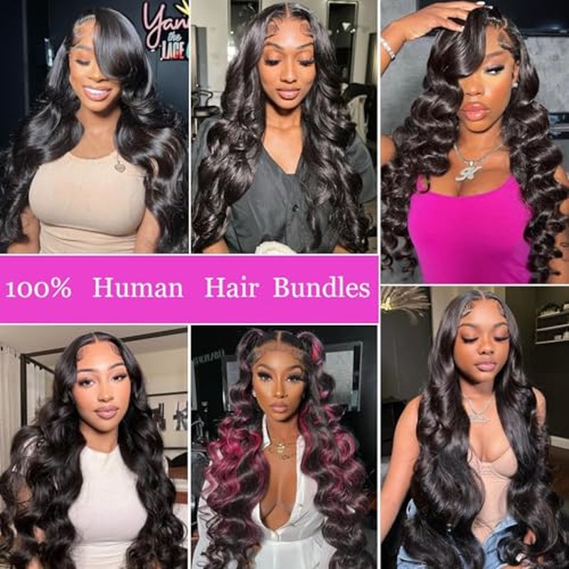 12A Human Hair Bundles 18 20 22 24 Inch Body Wave 4 Bundles Human Hair 100% Unprocessed Brazilian Virgin Weave Human Hair Extensions Natural Black