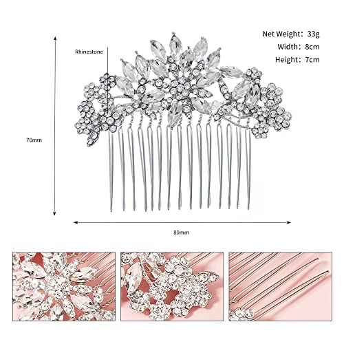 Crystal Bridal Wedding Hair Comb Silver Wedding Headpiece Hair Clip For Bride and Bridesmaid