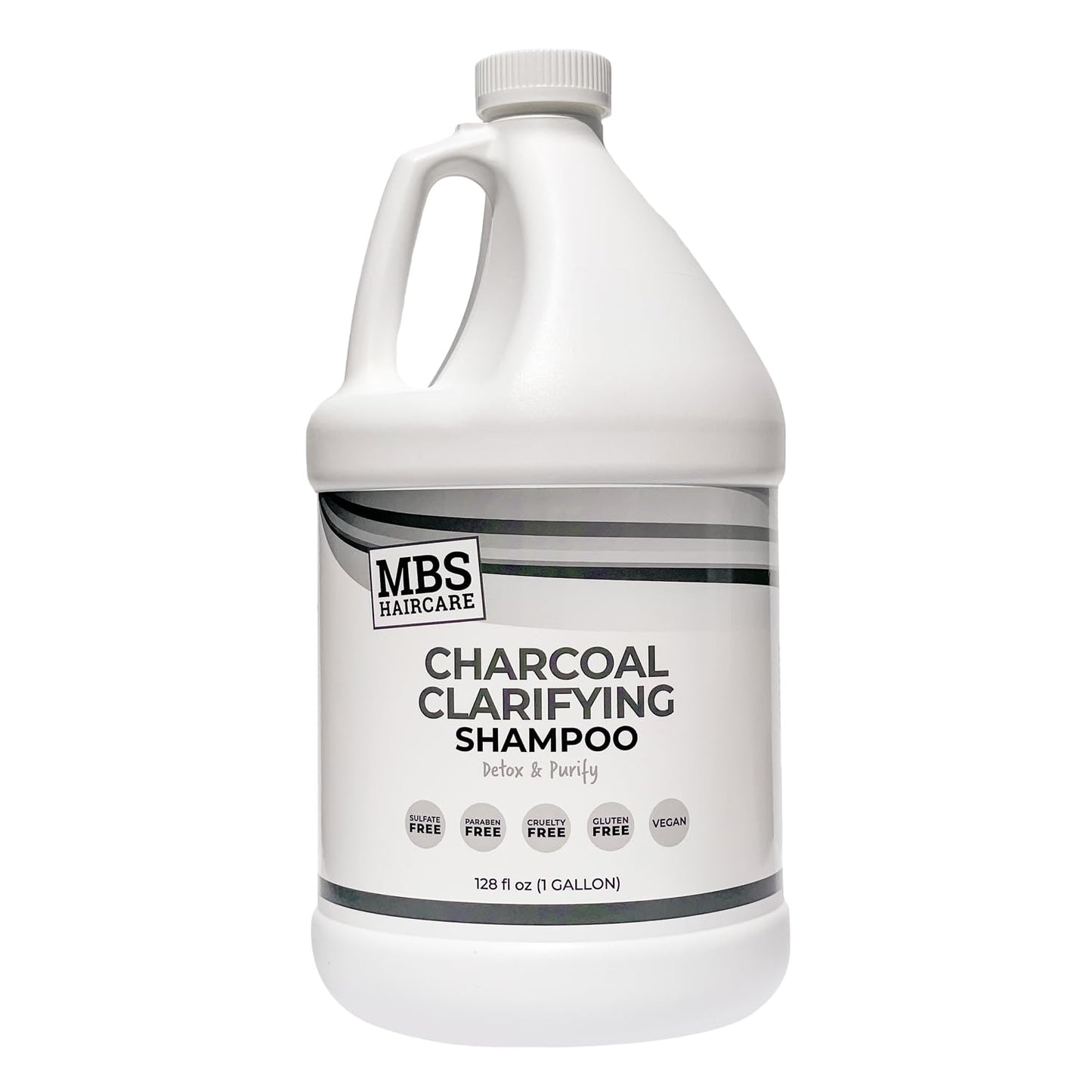 MBS Haircare Professional Charcoal Clarifying Shampoo, 1 Gallon – Sulfate-Free, Paraben-Free, Vegan – Color Safe Deep Cleansing Formula