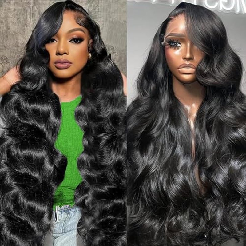 26 Inch 13x6 Body Wave Lace Front Wigs Human Hair 200 Density 13x6 HD Lace Front Wigs Pre Plucked Wavy Glueless Wig 100% Virgin Human Hair Lace Frontal Wigs for Women