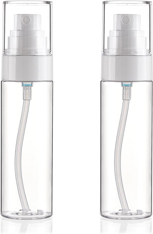 Fine Mist Spray Bottle Plastic Spray Bottles 3.4oz/100ml 2Pack Makeup Setting Spray Bottle TSA Approved Empty Cosmetic Refillable Travel Bottle Containers Sprayer for Water,Perfume,Essential