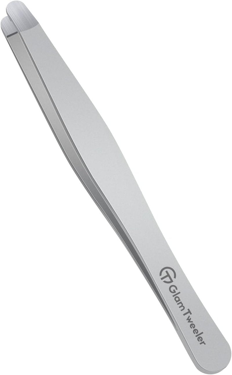 Hand-Made Tweezers - Safe Rounded Tip & Comfort Spring for Pain-Free Plucking | Thick Stainless Steel for Precise Grip on Eyebrows & Facial Hair