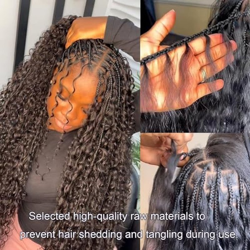 Lemoda Boho Human Braiding Hair Burmese Curly Bulk Human Hair Extensions For Bohemian Knotless Braids No Weft 14 14 14Inch 3Bundles/Lot 100g/1Bundle 1B Natural Black Salon-Quality
