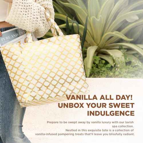 Spa Luxetique Gift Baskets for Women,15 Pcs Vanilla Spa Gifts for Women, Women's Gifts with Bubble Bath, Bath Salt, Bath Bombs, Christmas Spa Baskets