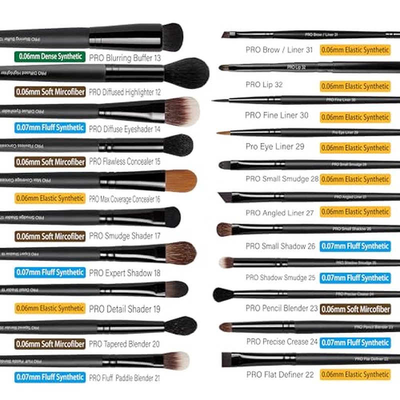 Bueart Design 32PCS Professional Makeup Brushes Set,Makeup brushes Kit with Premium soft hair for Foundation,Powder,Cream,Blush,Contour,Concealer,Bronzer,Eyeshadow,Blending For Pro Make up