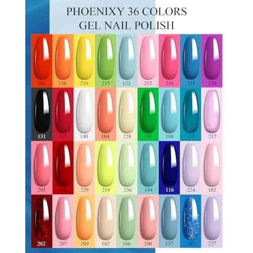 phoenixy Gel Nail Polish, 40 PCS Nail Polish Set 36 Colors UV Gel Nail Polish Set Red Green Glitter with 4 Pcs Base Matte Glossy Top Coat Nail Kit Gift for Women (PCE9007)