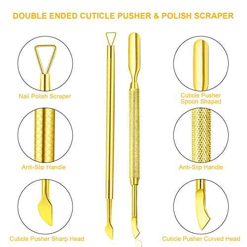 Mudder Acrylic Nail Clippers Kit False Nails Tips Cutter Professional Cuticle Trimmer Nipper Cutter Pusher Remover Stainless Steel Manicure Pedicure Art Tools Set Salon Home(Golden)