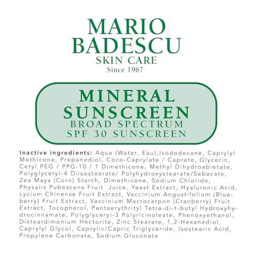 Mario Badescu Mineral Sunscreen SPF 30 for All Skin Types | Reef Safe, Oil-free Moisturizer Formulated with Zinc Oxide, Hyaluronic Acid & Antioxidants | 1.5 Fl Oz