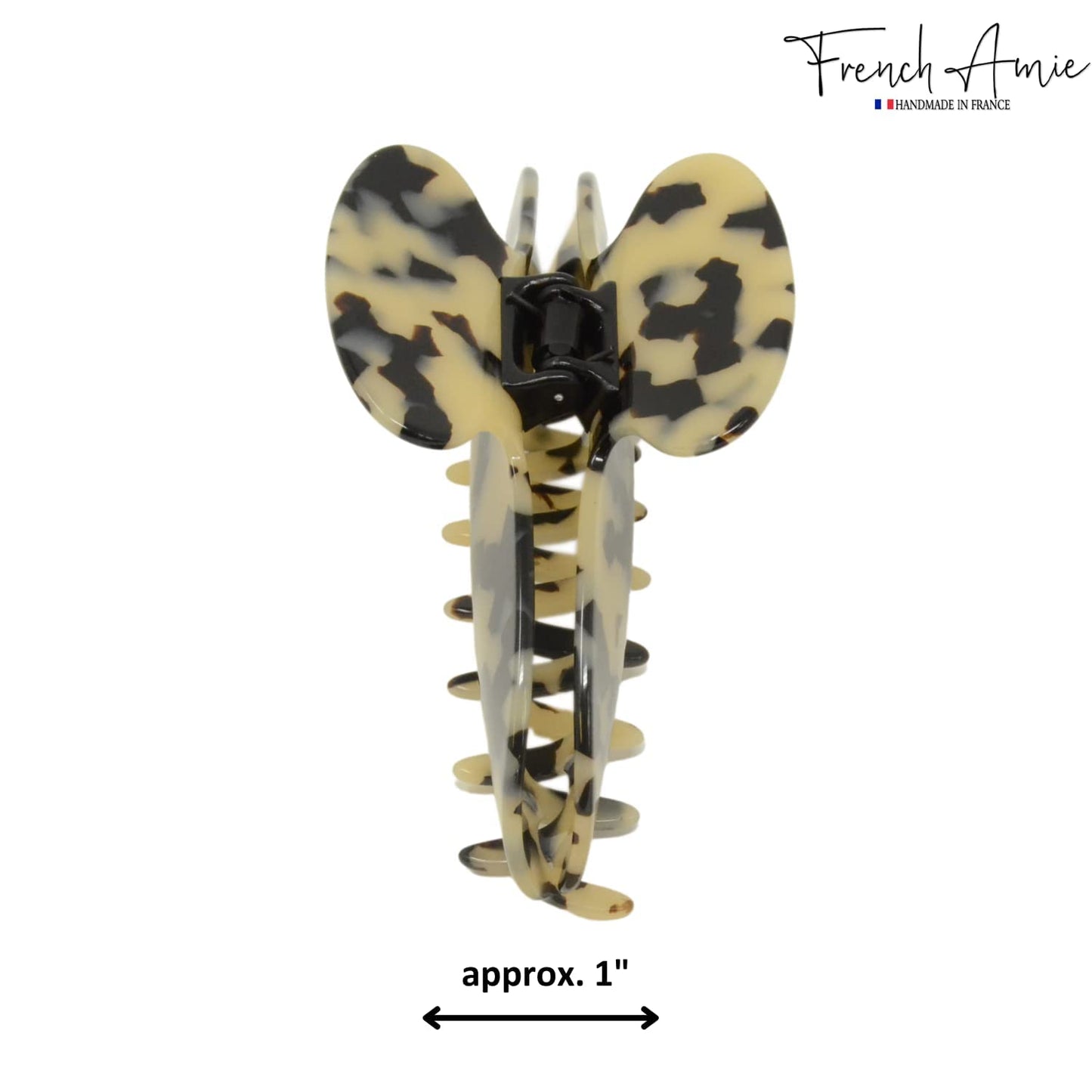 French Amie Large 4 1/4” Handmade Celluloid Interlocking Strong Hold No Slip Grip Jaw Hair Claw Clip Clamp Clutcher for Women and Girls, Made in France (White Tokyo)
