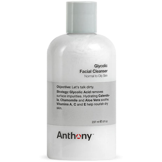 Anthony Glycolic Facial Cleanser for Men, Glycolic Acid Face Wash, Daily Glycolic Acid Cleanser with AHA for Deep Cleansing, Shave Prep, Removes Dirt and Oil, Non Foaming, 8 Fl Oz