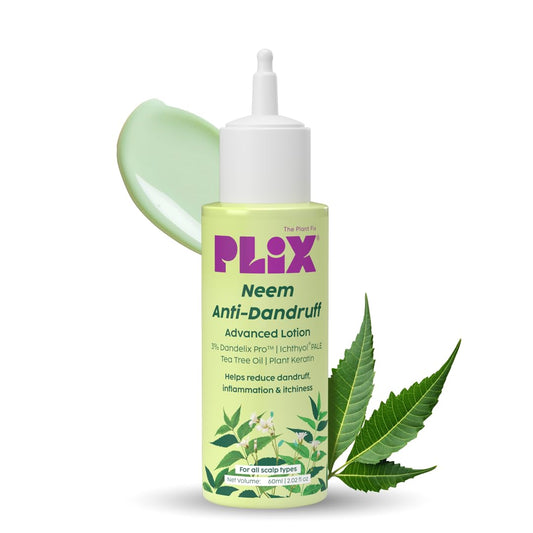 PLIX - THE PLANT FIX | Neem Anti-Dandruff Advanced Lotion | Reduce Dandruff, Itching & Irritation | With Dandelix Pro & Ichthyol PALE | Paraben & Sulphate Free | Unisex (60ml)