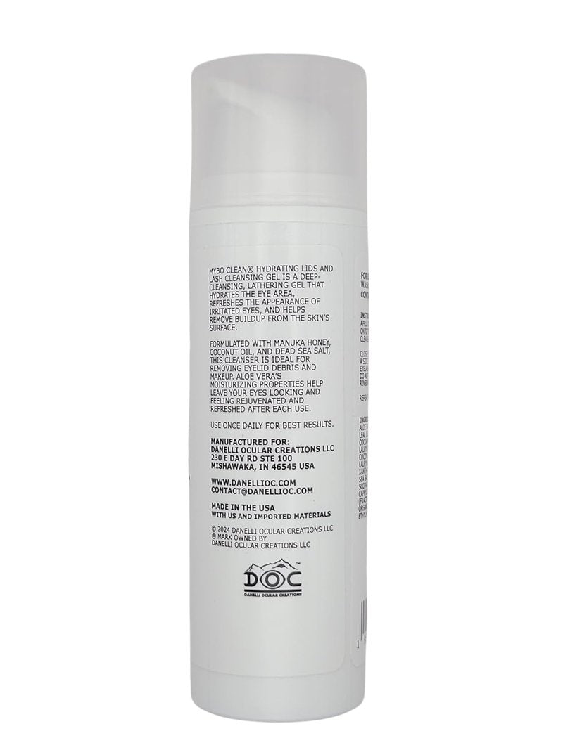 Myboclean Hydrating Lids and Lash Cleansing Gel, Manuka Honey UMF 16+, Aloe Vera, Coconut Oil, Dead Sea Salt, 1.69 Fl Oz