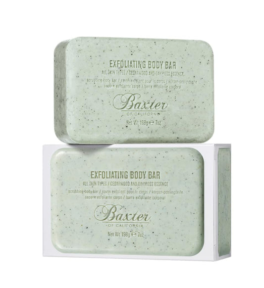 Baxter of California Men’s Exfoliating Body Bar Soap, Deep Cleansing & Moisturizing Formula with Cedarwood & Oak Moss, Buffs Away Dry Skin for All Skin Types, Paraben-Free, 7 Ounce