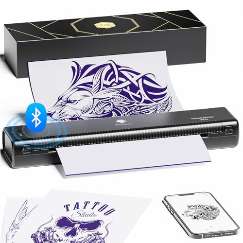 Phomemo Tattoo Stencil Printer Upgraded, TP81 Bluetooth Tattoo Printer with 10pcs Transfer Paper, Compatible with Phone/Tablet/PC, Tattoo Supplies for Tattoo Artists & Beginners,Black