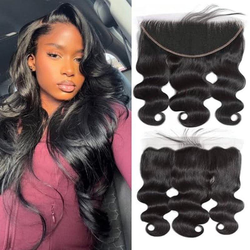 13x6 0.1mm SKINLIKE Ultra Thin Invisible HD Frontal Body Wave Transparent Lace Frontal Closure Melt Into Skin Easily£¬Pre Plucked With Baby Hair 12A Grade Brazilian Human Hair 14 Inch