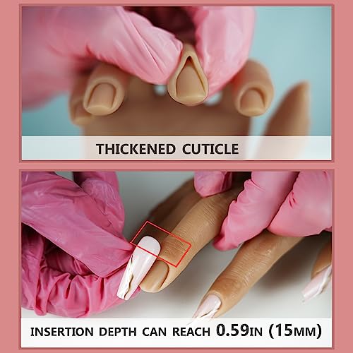 Silicone Practice Hands for Acrylic Nails Manicure Hand with Stand Bracket Nail Hand Practice Flexible Fake Mannequin Hands for Nails Art Training Tool (New 4#-Right Hand)