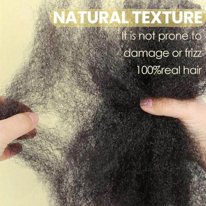 Afro Kinkys Bulk Human Hair for kinky curly Twist Human Braiding Hair For Micro Locs Extensions marley natural Black Color 16 inches 70g/pack