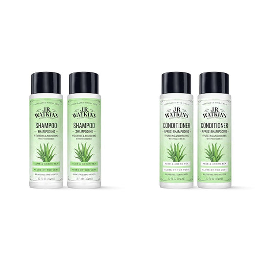 J.R. Watkins Bundle Daily Hydration Shampoo (2 Pack) + Daily Conditioner (2 Pack) - Aloe & Green Tea