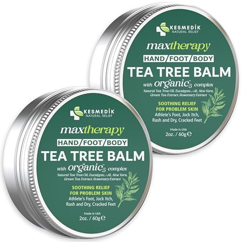 Tea Tree Oil MaxTherapy Balm, Itchy Skin Relief, Soothing for Rashes, Jock Itch, Athlete¡¯s Foot, Chafing, Insect Bites, Folliculitis, Dry Sensitive Skin, Effective & Safe for All Ages, 2-Pack
