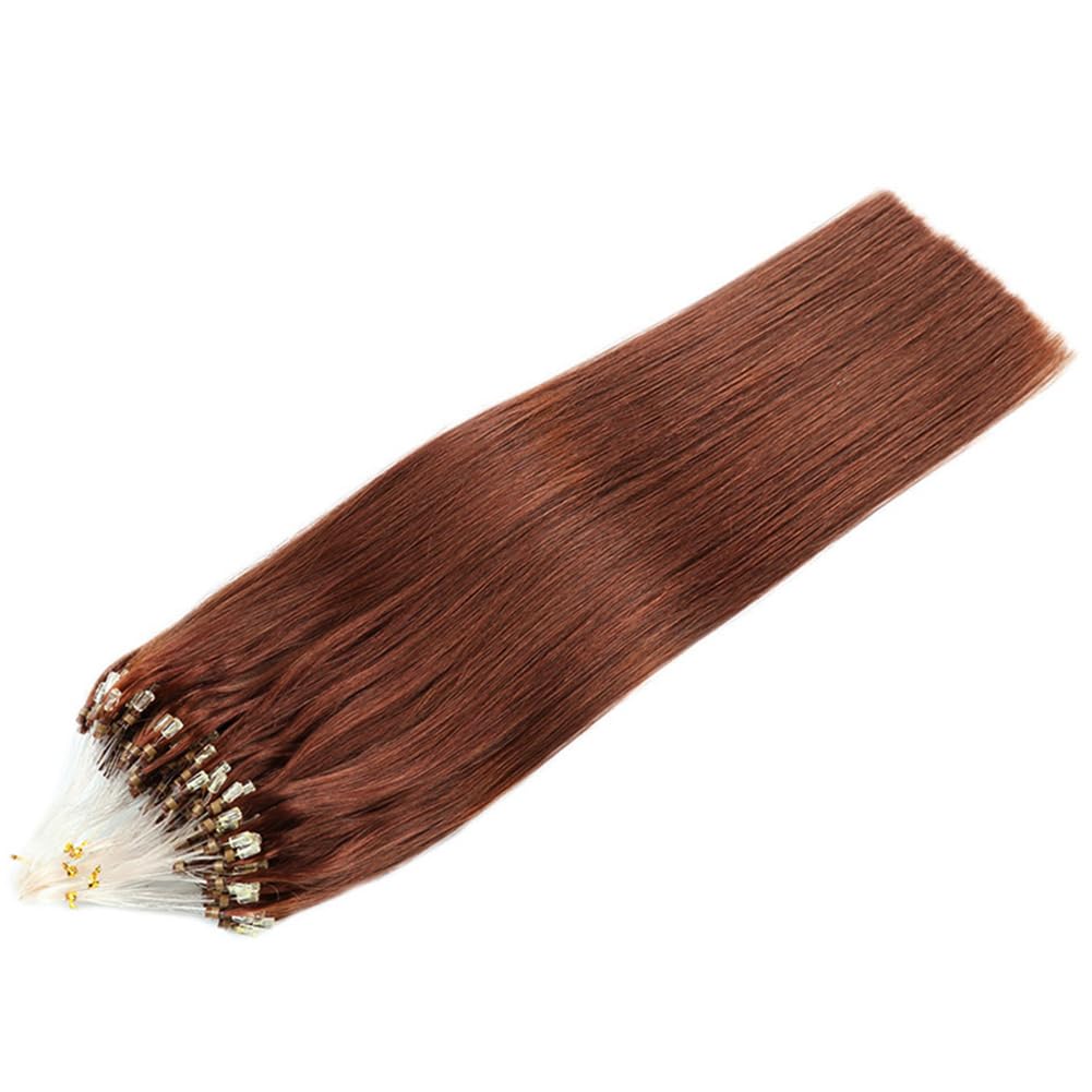Saisifen Micro Loop Hair Extensions #33 Copper Brown Human Hair Bulk (50 Strands,1g/Strands) Micro Link Human Hair Extension for Women 16 Inches (40cm)