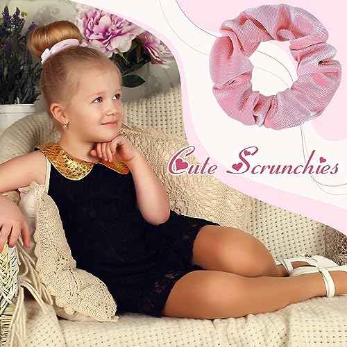 Juexica 100 Pcs Pink Velvet Scrunchies Bulk Women Soft Pink Hair Ties Ropes Cute Scrunchy Elastics Solid Color Thick Elastic Bands Hair Accessories for Women Girls Kids Baby Ponytail