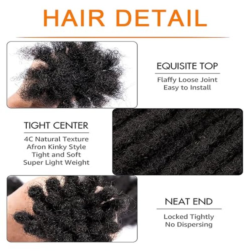 Dreadlock Extensions Human Hair 0.4cm Thickness 12 Inch 60 Strands 100% Real Human Hair for Man/Women/Kids Full Handmade Permanent Loc Extensions Bundles Can Be Dyed Bleached Curled and Twisted