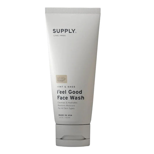 Supply Face Wash for Men with Aloe Vera – Gently Exfoliates Pores, Hydrates Skin & Removes Impurities – Facial Cleanser with Tea Tree & Mint – 3.4 oz
