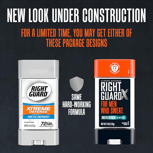 Right Guard Xtreme Defense Antiperspirant Deodorant Gel, Arctic Refresh Scent - 5-in-1 Deodorant Men Can Trust, 72-Hour Odor Control Invisible Gel for Men, 4 oz (4 Pack)