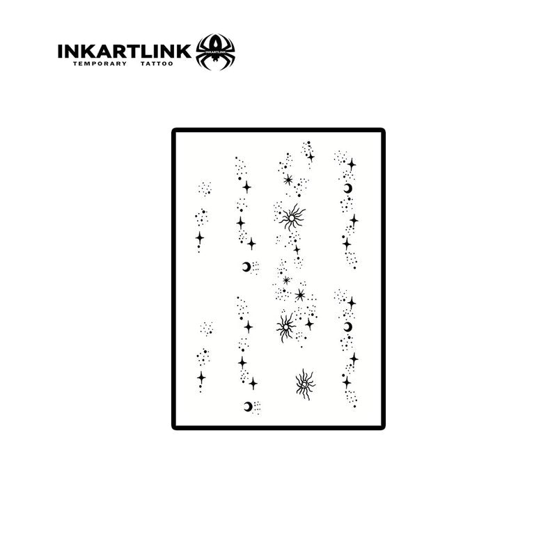 INKARTLINK Temporary Tattoos, Semi Permanent Tattoos, Small-size Tattoos for Women, Waterproof and Anti-reflective, Unique Design (Stars and Moon Shining)