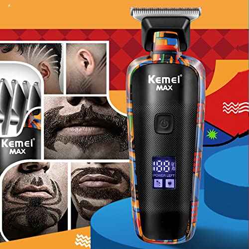 KEMEI KM-MAX5090 Professional Hair Clippers for Men Cordless, LCD Display Graffiti Clippers Barber Electric Trimmer Haircut Machine Kit, Rechargeable Beard Trimmer, Gifts for Dad Boyfriend