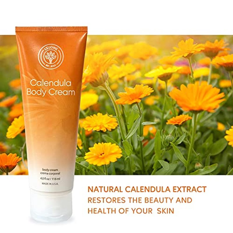 L¡¯EUDINE Calendula Cream ? Pack of 6-4fl oz Calendula Body Cream for Acne, Wrinkles, Fine Lines, Scars ? Calming and Soothing Repair Cream ? Natural Calendula Extract with Vitamin E, Echinacea