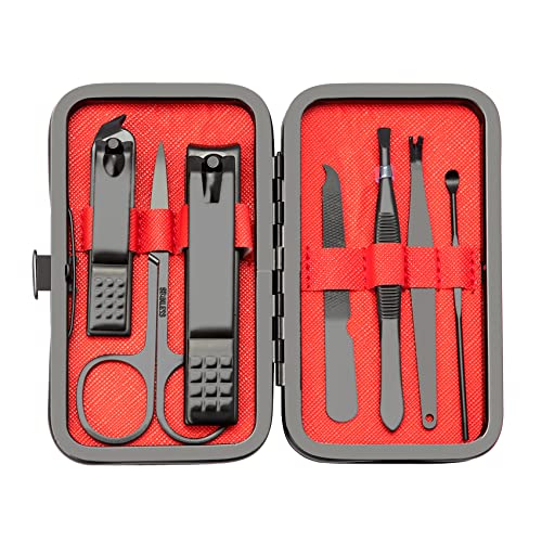 Manicure Set 7 In 1 Stainless Steel Nail Kit Manicure Kit Gifts for Dad Gifts for Christmas Nail Clippers for Men Gift Under 5 Dollars Nails Tools with Travel Case Mens Stocking Stuffers