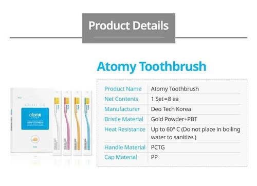 BC233 Korean Toothbrush for Sensitive Gums, Super Silm Gold Bristles Pack of 8 Toothbrushes