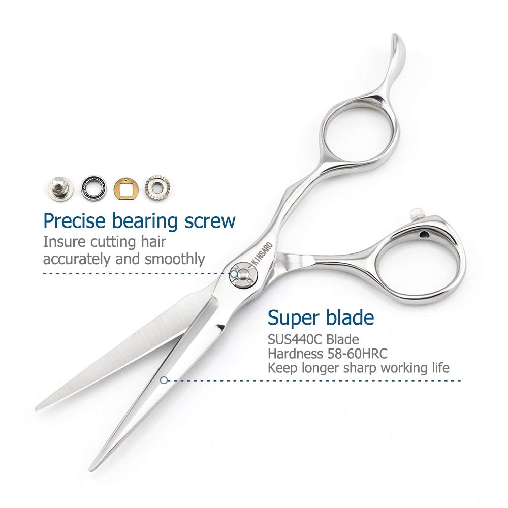 5.5" Professional Hair Scissors to Cut Hair Cutting Haircut Shears 440C Barber Shears Hairdresser Sharp Hair Scissors Bearing Screw KINSARO for Hairdresser Barber or Home Use